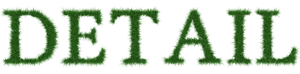 Detail - 3D rendering fresh Grass letters isolated on whhite background.
