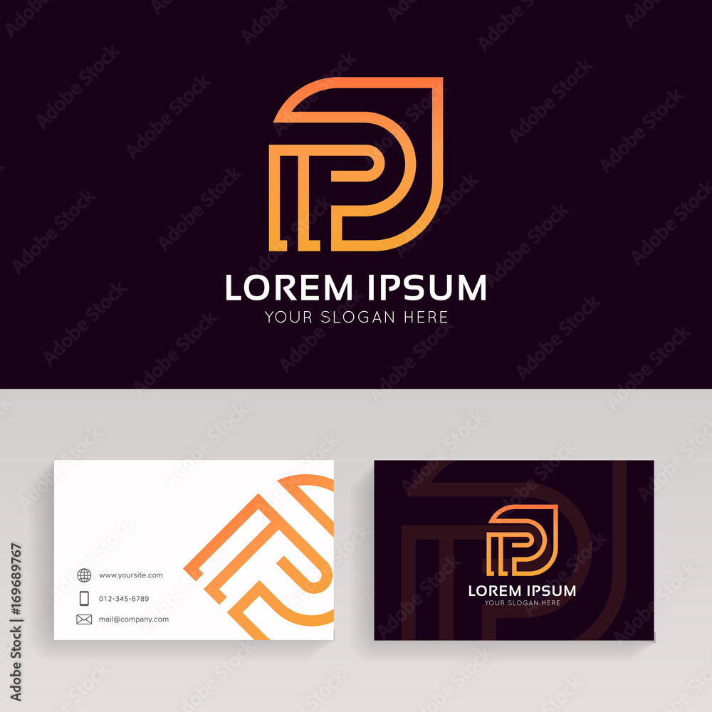 Poster p logo linear icon sign vector design.