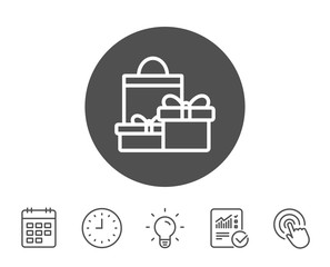 Gift boxes line icon. Present sign.