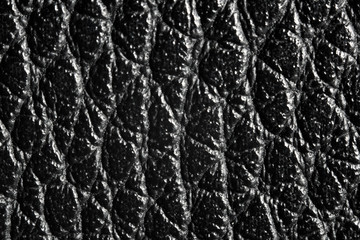 Texture of black leather fabric, macro