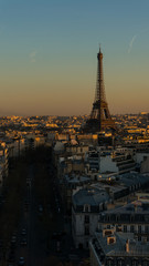Fototapeta na wymiar Eiffel Tower in Paris aerial sunset at France