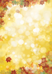Obraz na płótnie Canvas Vector autumnal leaves on bokeh background.