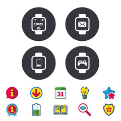 Smart watch icons. Wrist digital time clock.