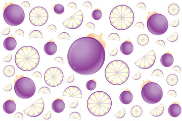 Mangosteen, on a white background pattern, Vector illustration.