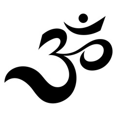 Om or Aum Indian sacred sound. The symbol of the divine triad of Brahma, Vishnu and Shiva. The sign of the ancient mantra. - obrazy, fototapety, plakaty