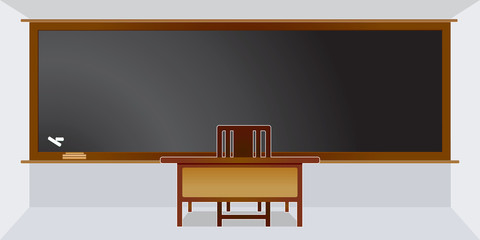 Blackboard in classroom. with copy space for add text message,Vector illustration.