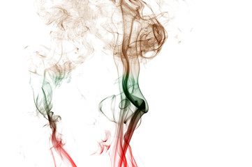 colored smoke isolated on white background