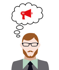 Person denkt an Megaphon