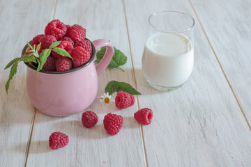 Raspberries and the milk