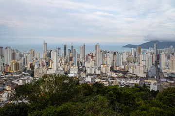 Obraz premium Aerial view of buildings in Balneario Camboriu city - Balneario Camboriu, Santa Catarina, Brazil