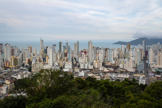 Aerial view of buildings in Balneario Camboriu city - Balneario Camboriu, Santa Catarina, Brazil