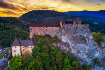 Fototapeta na wymiar Sunset over a castle in Slovakia