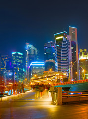 Fototapeta na wymiar Singapore Downtown with many tourists