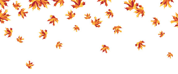 Autumn maple leaves falling down, simple vector background on white - 169698545