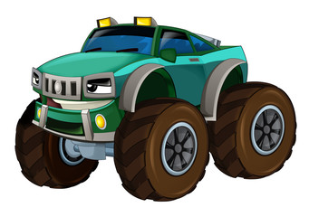 cartoon fast off road car looking like monster truck - isolated - illustration for children © honeyflavour