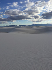 White Sands Desert with Cloud pads in the Sky in New Mexico