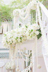 Flower decoration in vintage and elegant wedding hall