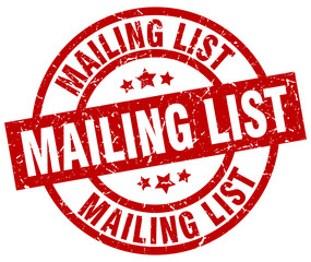 mailing list round red grunge stamp