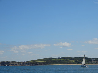 Sailing beside Hendaye Coast Bay of Biscay
