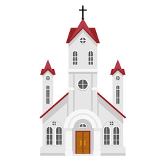 Traditional christian catholic faith church religion building flat design isolated icon vector illustration