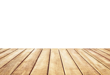 Empty old wooden table isolated on a white background