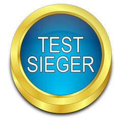 Test Winner button - in german - 3D illustration