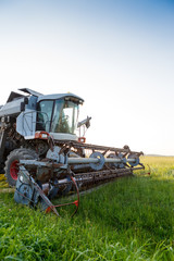 Picture of combine harvester in field