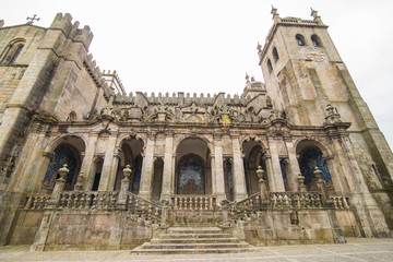 Fototapeta premium Porto, Portugal - July 2017. Porto Cathedral facade view, Roman Catholic church, Portugal.