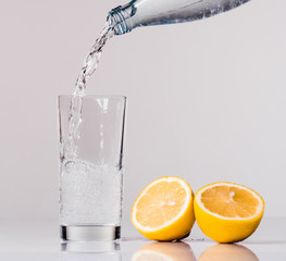 Water with lemon isolated