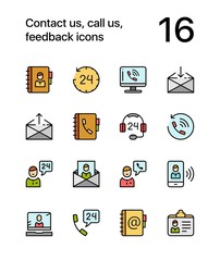 Colored Contact us, call us, feedback icons for web and mobile design pack 1