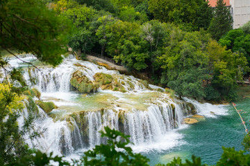 Fototapeta na wymiar Croatian Waterfall. Krka national park.
