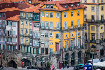Porto, Portugal - July 2017. The Douro River and the Ribeira District which is the most famous part of Porto