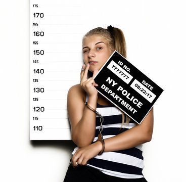 Young beautiful blonde woman with sigarette, Criminal Mug Shots