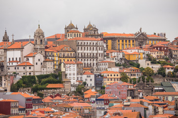 Fototapeta na wymiar Porto, Portugal - July 2017. Panoramic view of the Old town of Porto, Portugal