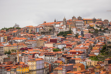 Fototapeta na wymiar Porto, Portugal - July 2017. Panoramic view of the Old town of Porto, Portugal