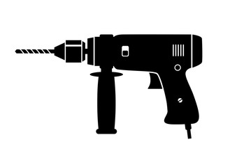 Black drill vector icon on white background