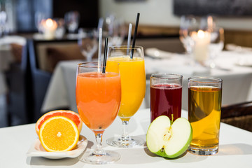 Juice, drinks, wine. 