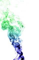 Abstract background wave of smoke.Blue and green wave