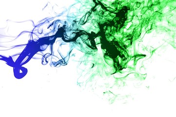 Naklejka na ściany i meble Abstract background wave of smoke.Blue and green wave