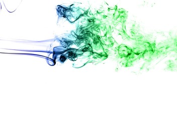 Abstract background wave of smoke.Blue and green wave