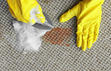 removal of stains from the carpet