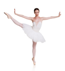 Obraz premium Ballerina in tutu skirt isolated at white