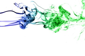 Abstract background wave of smoke.Blue and green wave