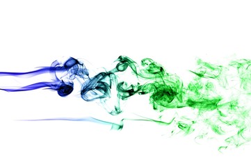 Abstract background wave of smoke.Blue and green wave