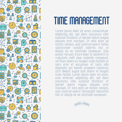Time management concept with thin line icons. Development of business process. Vector illustration for banner, web page, print media.