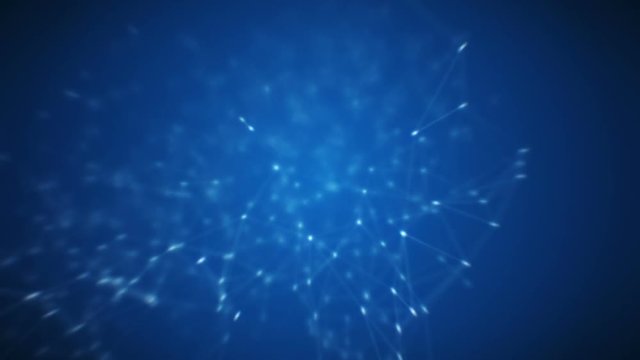 Beautiful Flight through the Digital Grid with Lines and Dots. Looped 3d Animation. Network Cloud. Business and Technology Concept. Full HD 1920x1080.