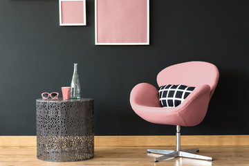 Pink cup on coffee table