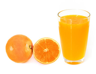 Orange juice on white background