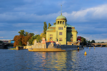 Fototapeta premium Lock on the Vltava river in Prague city center