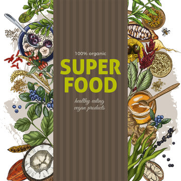 Vertical Banner With Full Color Realistic Superfood S